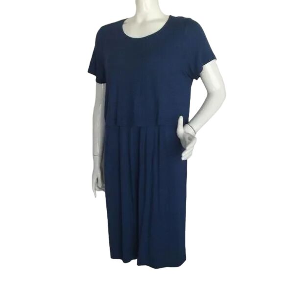 J.JILL Jersey Dress, L, Blue, Layered/Top, Button Back, Short sleeves, Pockets - Picture 3 of 13
